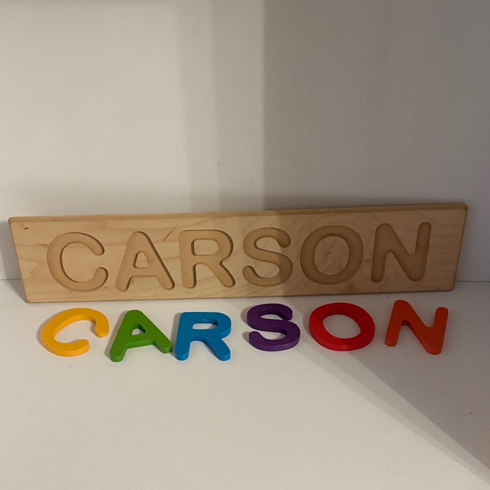 CARSON Personalized Wooden Child Name Letter Puzzle by FAT BRAIN TOYS